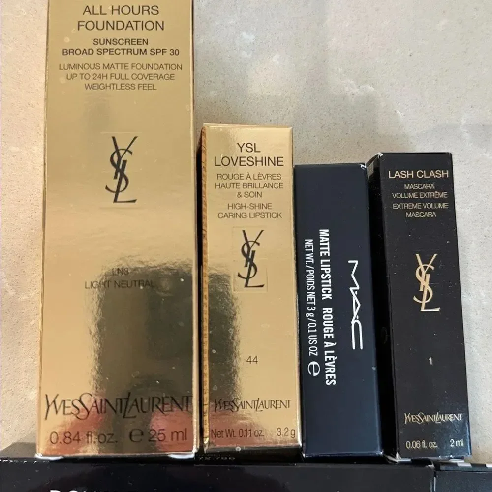 YSL, MAC, Chanel, and Sephora Makeup Set boxes